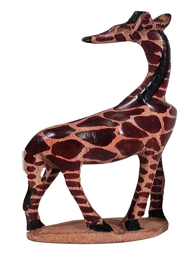 Stoneage Arts African Wood Tall Hand-Crafted Giraffe Statues Striking Designs and Sizes. Nature's Graceful Beauty Engulfs Safari Home Décor All Occassions. (Giraffe Pattern, 12 Inch) - Image 1